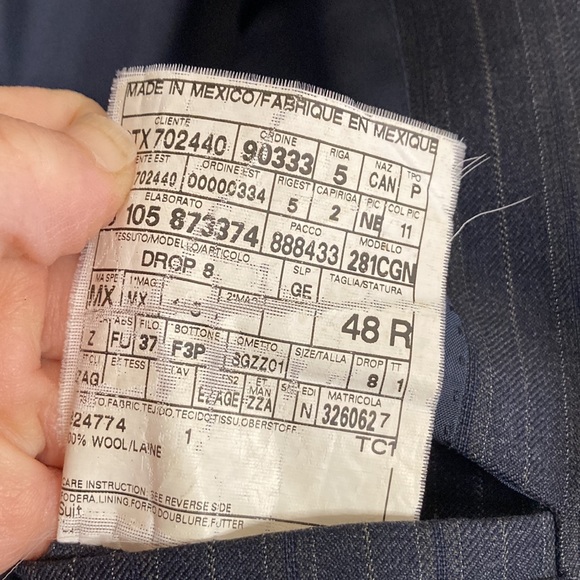 Z Zegna Suit Mens 38R 34 x 30 Gray Blue Pinstripe Wool 2 Piece Blazer Pants - Picture 15 of 16